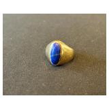 14K Yellow Gold Ring with Oval Lapis Lazuli