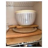 Stainless Strainers, Salad Spinner Several Wooden