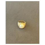 14K Yellow Gold Made Pearl Ring, Size 6, Weight