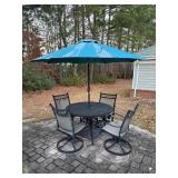 48ï¿½ Round Black Wrought Iron Patio Set Table, 4