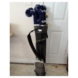 Black/Grey Golf Bag with Several Golf Clubs