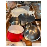 Double Broiler with Lid, Red Dansk Pot, Stainless