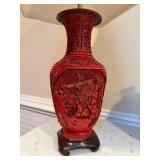 Antique Red Chinese Cinnabar lacquer vase table