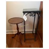 Vintage Wrought Iron Side Table with Granite Top,