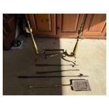 Brass Fire Place Dawgs with Utensils