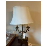 Brass Double Scroll Arm Candelabra Lamp