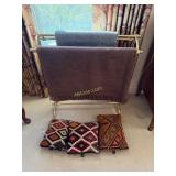 Brass Quilt Rack with w Throws and 3 Pillows