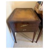 A Stickley Mahogany Tooled Leather Top End Side