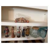 Bag of Vintage Hand Carved Wooden Bottle