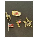 5 Vintage Gold Plated Brooches  * Note Payment