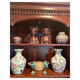 Pair of Bali Wood-Carved Statues, Danmark Pottery