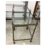 Pair of Patio Tables, Glass and Metal with
