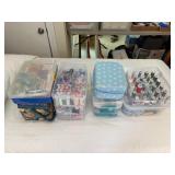 8 Containers with Sewing and Knitting Supplies
