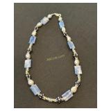 20' Cleopatra Kyanite Pearl Sterling Necklace,