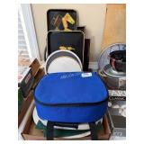 Pyrex Portalbe, 4 Wooden Trays, 1 Pewter Serving