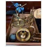 2 'Flats' Boxes Containing 18+ Brass Decor