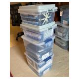 4 Bins of Blue Fabric of Different Shades and