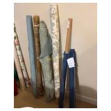 5- Partial Rolls of Upholstery (2 Blue/ 3 Green)