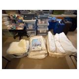 6- Pillow, 2- White Fur Bathroom Mats, and Bag