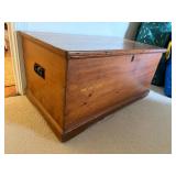 Antique Pine Footlocker Trunk,