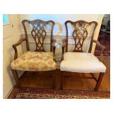 Vintage Kindel Mahogany Arm Chairs Chippendale