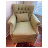 Vintage Tufted Upholstered Arm Chair with a Light