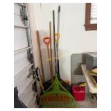 2 Large Plastic Rakes, 2 Snow Shovels, 1- 2.5