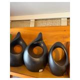3pc Black Terracotta Atomic Abstract Sculptures