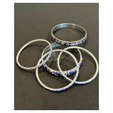 5 Enamel Sterling Silver Vintage Bangle