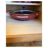 Le Creuset Red Wok with Booklet and Original Box