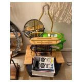 Gold Finished/ Wood Shower Hanging 2-Tier