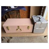 Pink Handled Locking Metal Box Hard Case 4 Tray