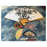 Large Oriental Collapsible Fan, Small Leather