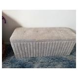 Beige Upholstered Storage Ottoman Bench,