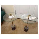 2 Cerullo Glass and Marble Side Tables, Measures: