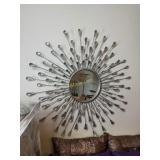 Silver Starburst 80ï¿½s Mirror, 32ï¿½ Diam. with 10ï¿½