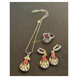 Vintage Sterling with Marcasite and Red Stones