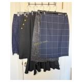 Ann Taylor Navy Blue Plaid Window Pane Pencil