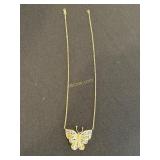 10K Yellow Gold Necklace with Butterfly Pendant-