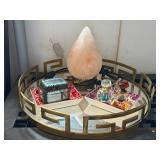 Decorative Tray with Intricate Metal Frame,