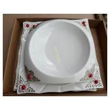 Decorative Square Shallow Bowl with 3 Decorative