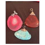 3 Very Large Gemstone Pendants