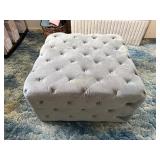 Grey Oversized Velvet Button Cuffed Ottoman,