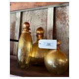 Gold Glazed 3pc Decanter Set