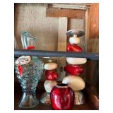 Red Glazed Apple Tealight Holder, 2pc Red/White