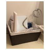 Black Rectangular Wicker Storage Basket with 3