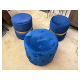 Set of 3 Baxton Studio Glam Navy Blue Velvet