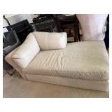 Beige Leather Chaise Lounge, Measures: 68ï¿½ x 34ï¿½