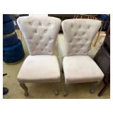 Pink Velvet Dining Chairs with a Button Tuffed