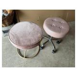 Round Rolling Adjustable Stool with Button Tufted
